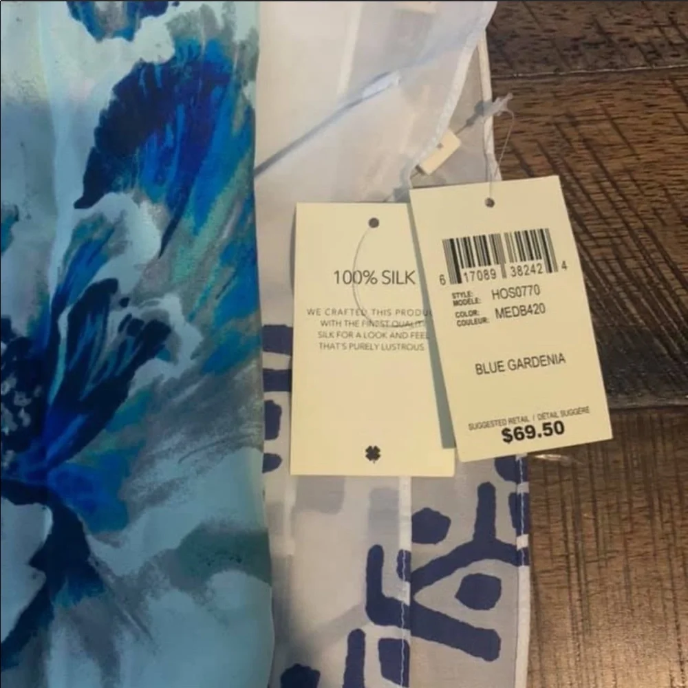 Lucky Brand Blue Floral & Geometric Print Scarf
